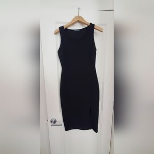 M Soprano stretchy fitted midi dress with leg slit- worn once